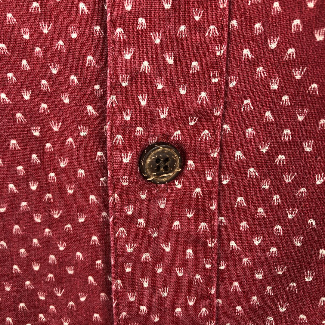 Patagonia 53139SP17 Backstep Shirt, all-over print, short-sleeved, cotton x hemp, boxy shirt, men's size XL equivalent. Hemp red type Vintage Second Hand