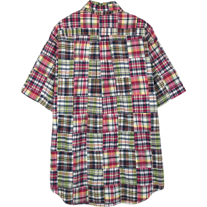 Brooks Brothers 346 Patchwork Short Sleeve Button-Down Check Shirt, Men's Size L cotton red type Vintage Second Hand