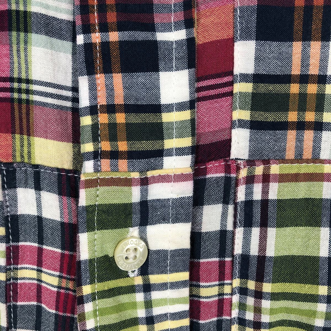 Brooks Brothers 346 Patchwork Short Sleeve Button-Down Check Shirt, Men's Size L cotton red type Vintage Second Hand