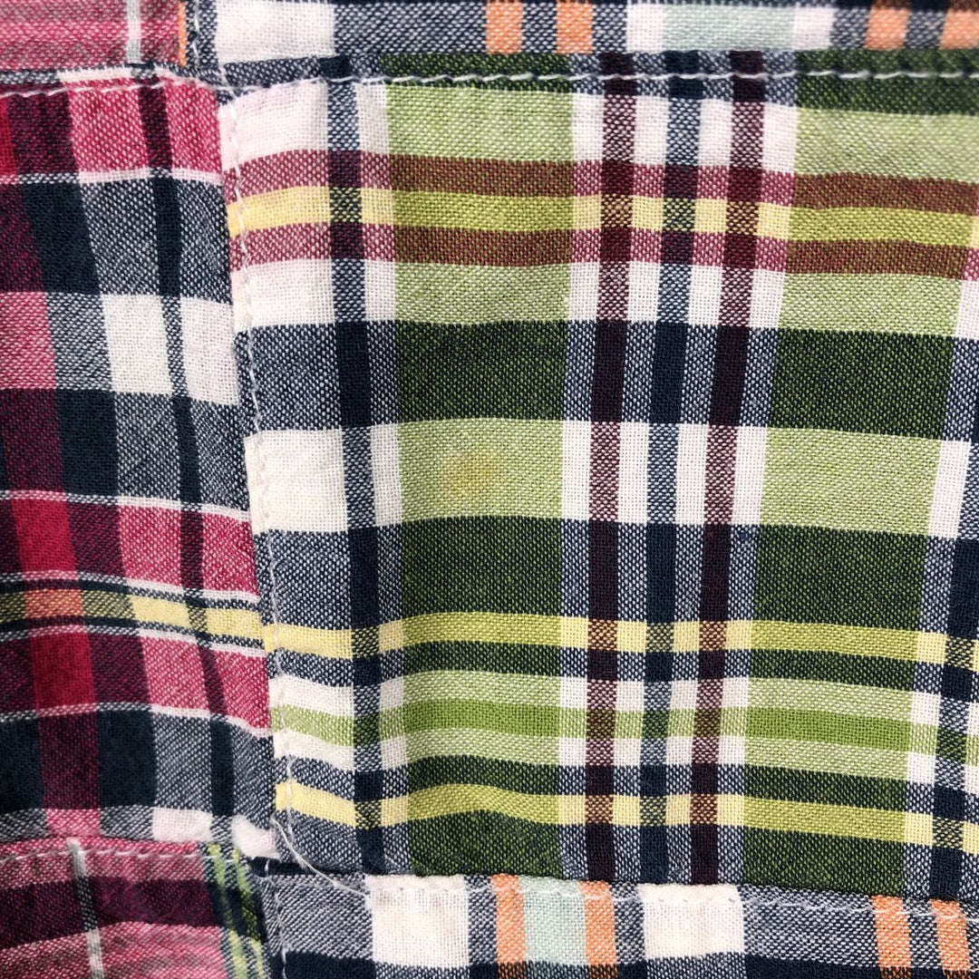 Brooks Brothers 346 Patchwork Short Sleeve Button-Down Check Shirt, Men's Size L cotton red type Vintage Second Hand