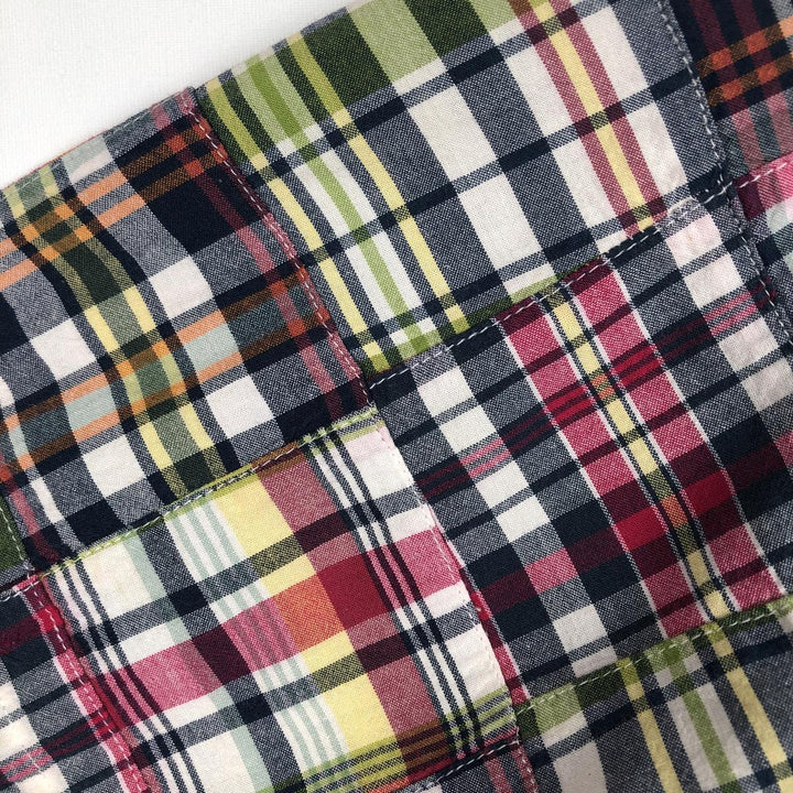 Brooks Brothers 346 Patchwork Short Sleeve Button-Down Check Shirt, Men's Size L cotton red type Vintage Second Hand