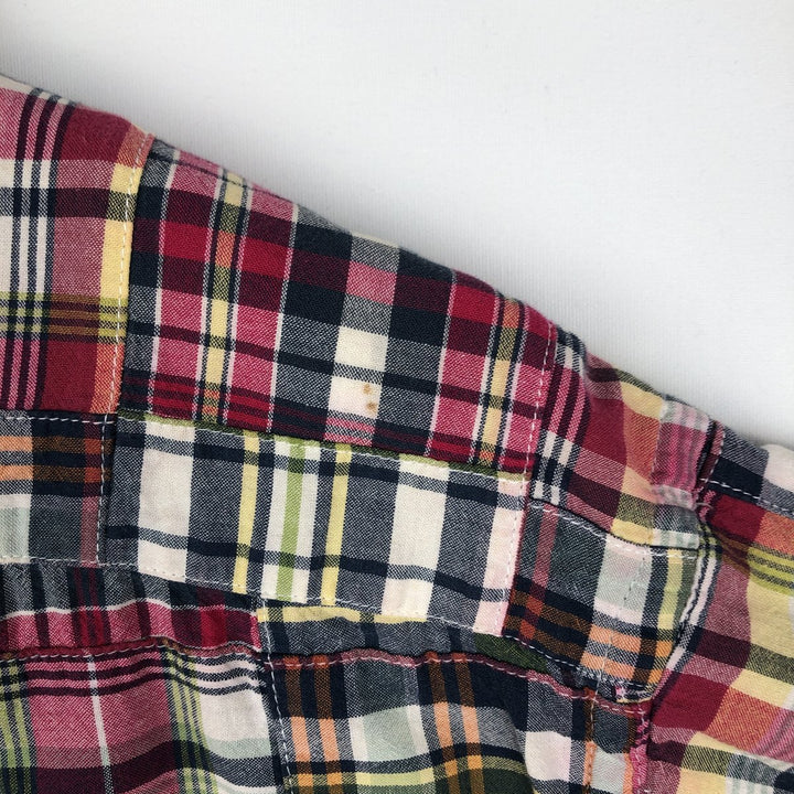 Brooks Brothers 346 Patchwork Short Sleeve Button-Down Check Shirt, Men's Size L cotton red type Vintage Second Hand