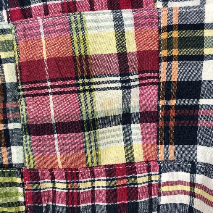 Brooks Brothers 346 Patchwork Short Sleeve Button-Down Check Shirt, Men's Size L cotton red type Vintage Second Hand