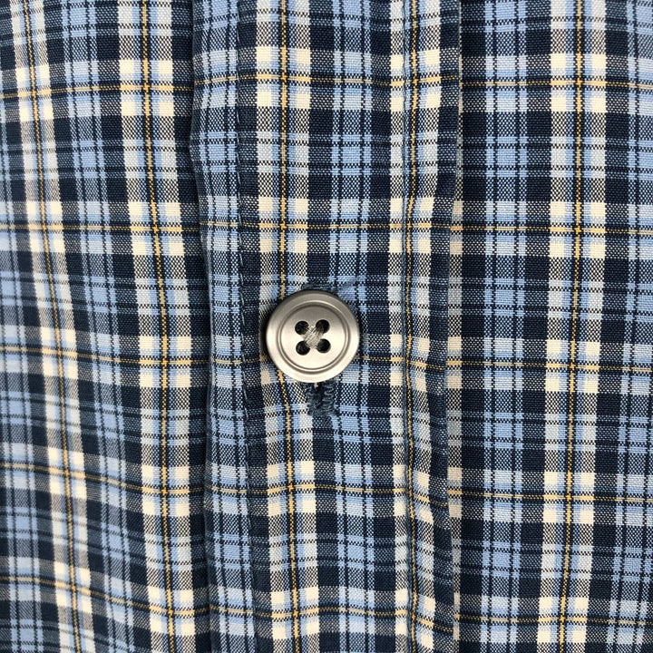 90'S GAP (Old GAP) Short-Sleeve Button-Down Check Shirt, Boxy Shirt, Men's Size L (Equivalent), Vintage cotton Blue type light blue Vintage Second Hand