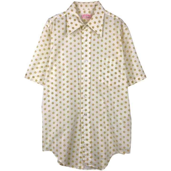 70'S Arrow GETAWAY all-over print short-sleeved poly-cotton shirt, men's size L equivalent, vintage. polyester white type Vintage Second Hand