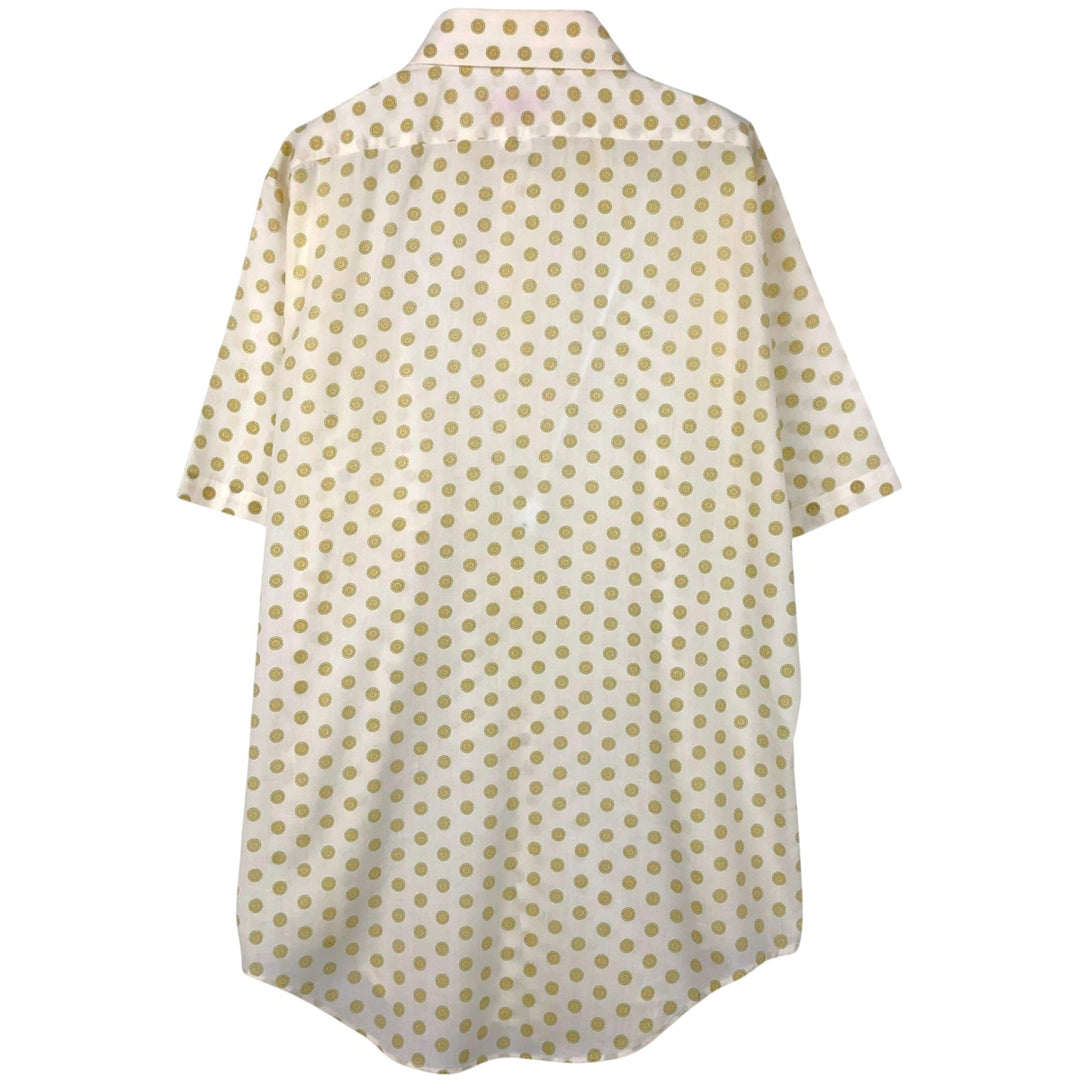 70'S Arrow GETAWAY all-over print short-sleeved poly-cotton shirt, men's size L equivalent, vintage. polyester white type Vintage Second Hand