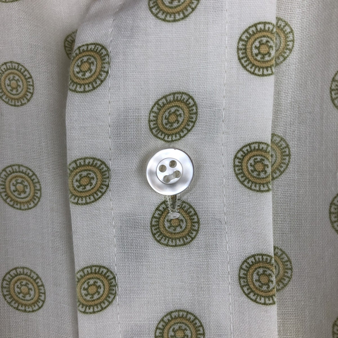 70'S Arrow GETAWAY all-over print short-sleeved poly-cotton shirt, men's size L equivalent, vintage. polyester white type Vintage Second Hand