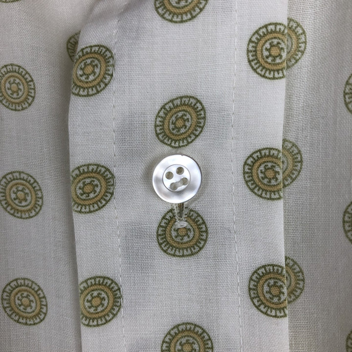 70'S Arrow GETAWAY all-over print short-sleeved poly-cotton shirt, men's size L equivalent, vintage. polyester white type Vintage Second Hand