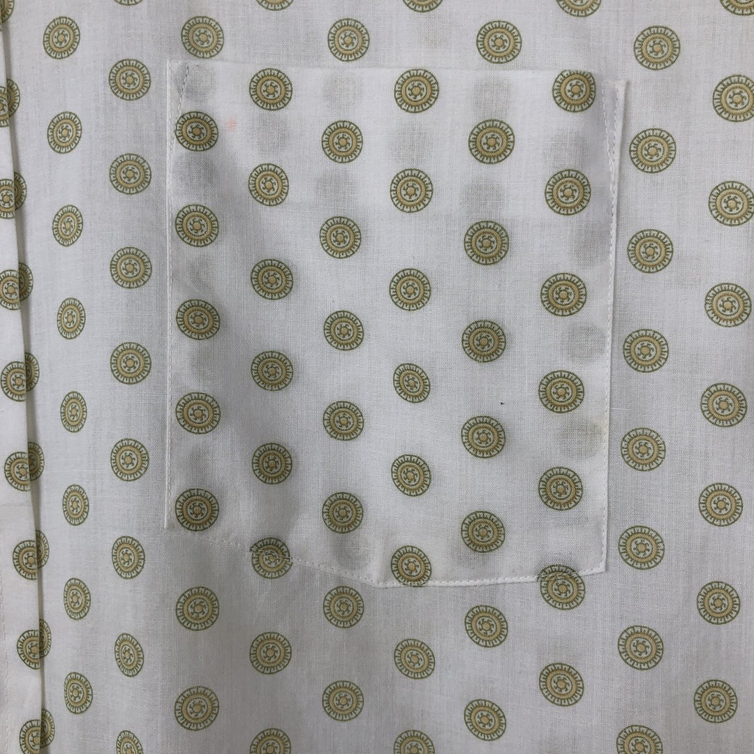 70'S Arrow GETAWAY all-over print short-sleeved poly-cotton shirt, men's size L equivalent, vintage. polyester white type Vintage Second Hand