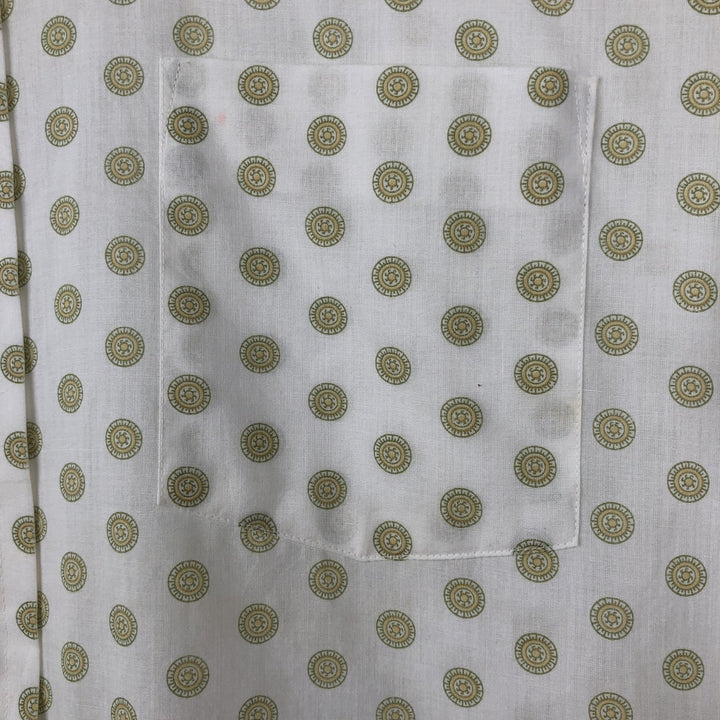 70'S Arrow GETAWAY all-over print short-sleeved poly-cotton shirt, men's size L equivalent, vintage. polyester white type Vintage Second Hand