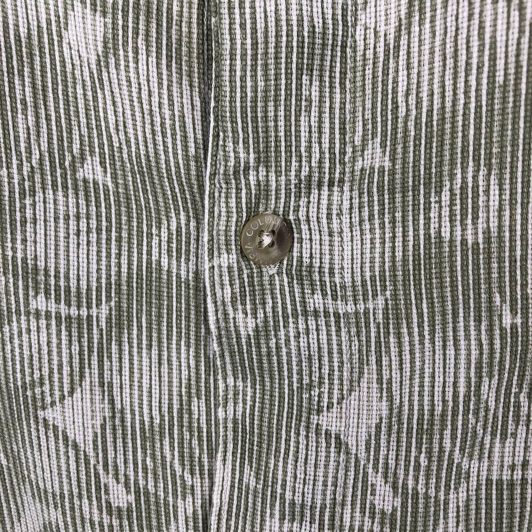 90'S Columbia all-over floral print wide collar short-sleeved cotton shirt, boxy shirt, men's size XL equivalent, vintage. cotton Khaki type sage green Vintage Second Hand