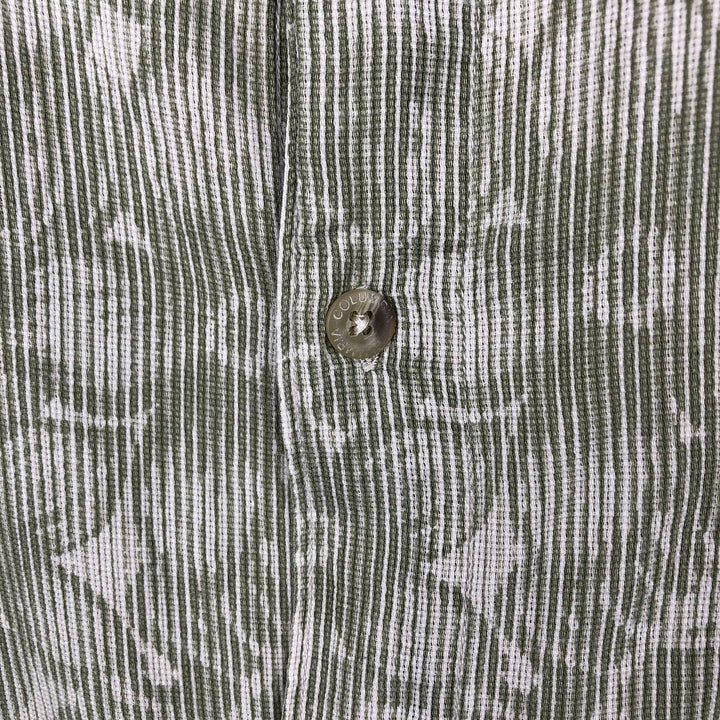 90'S Columbia all-over floral print wide collar short-sleeved cotton shirt, boxy shirt, men's size XL equivalent, vintage. cotton Khaki type sage green Vintage Second Hand