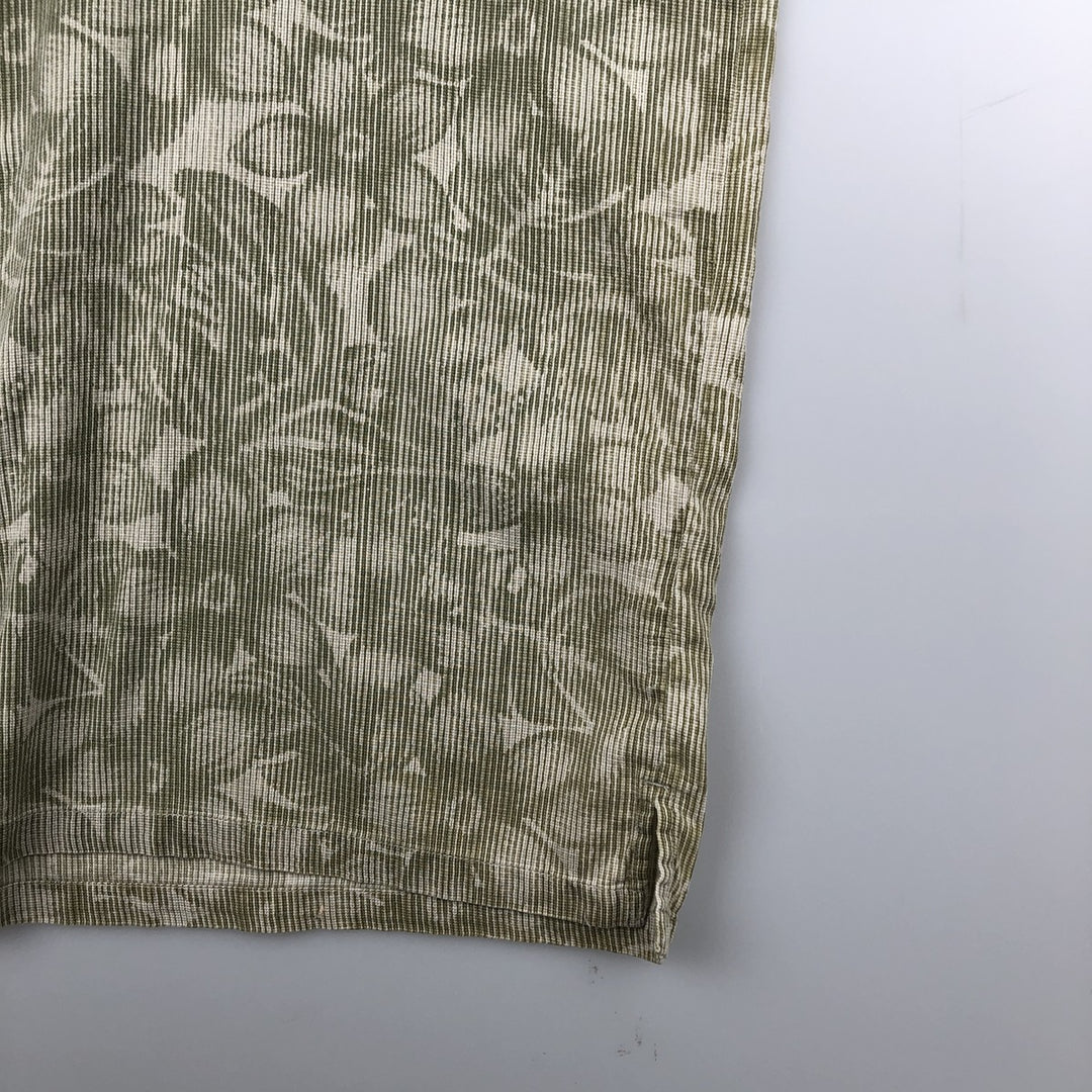 90'S Columbia all-over floral print wide collar short-sleeved cotton shirt, boxy shirt, men's size XL equivalent, vintage. cotton Khaki type sage green Vintage Second Hand