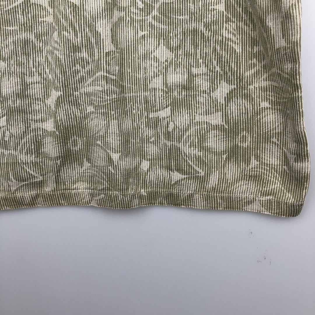 90'S Columbia all-over floral print wide collar short-sleeved cotton shirt, boxy shirt, men's size XL equivalent, vintage. cotton Khaki type sage green Vintage Second Hand