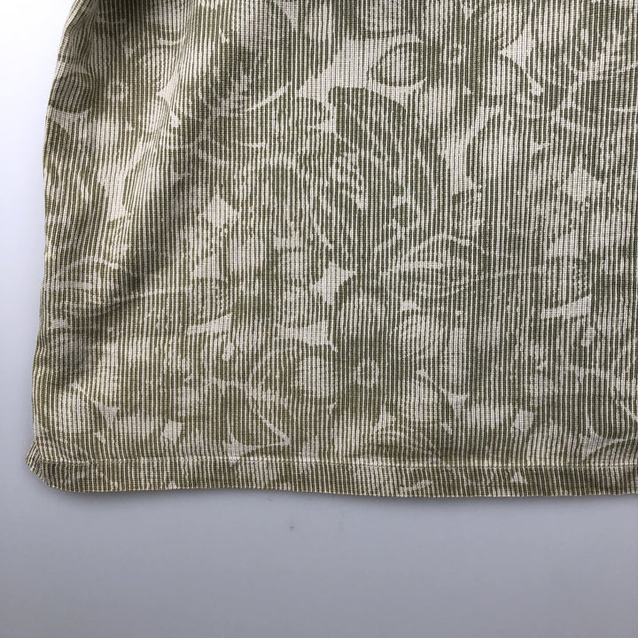 90'S Columbia all-over floral print wide collar short-sleeved cotton shirt, boxy shirt, men's size XL equivalent, vintage. cotton Khaki type sage green Vintage Second Hand