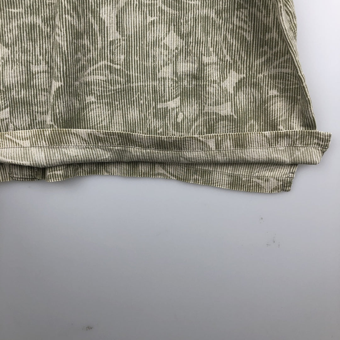 90'S Columbia all-over floral print wide collar short-sleeved cotton shirt, boxy shirt, men's size XL equivalent, vintage. cotton Khaki type sage green Vintage Second Hand