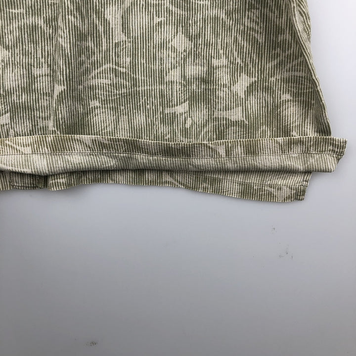 90'S Columbia all-over floral print wide collar short-sleeved cotton shirt, boxy shirt, men's size XL equivalent, vintage. cotton Khaki type sage green Vintage Second Hand
