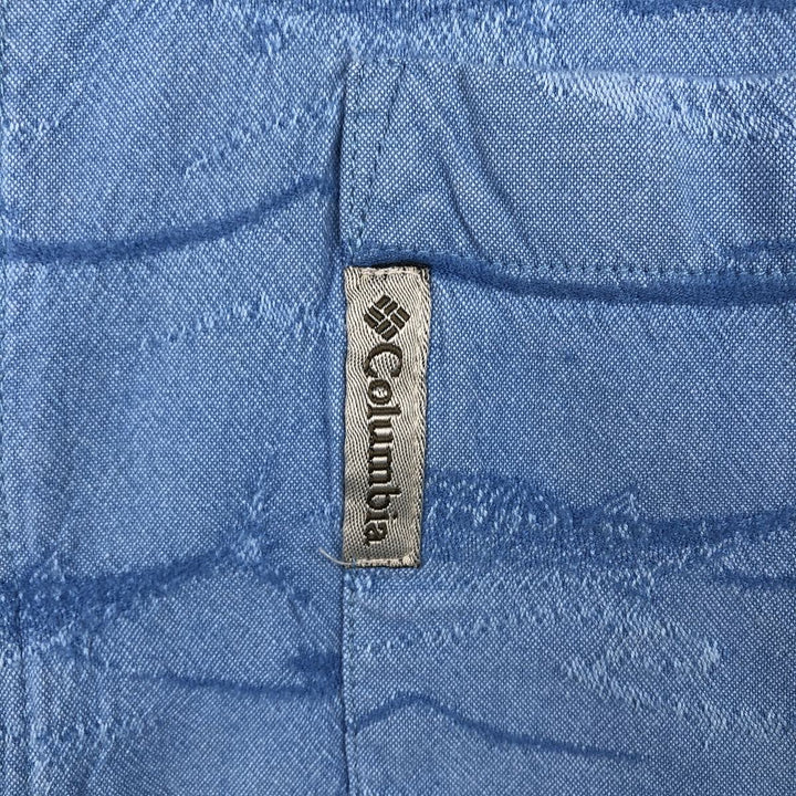2000'S Columbia RIVER LODGE all-over fish print short-sleeved open-collar cotton shirt, boxy fit, men's size XL equivalent. cotton Blue type light blue Vintage Second Hand