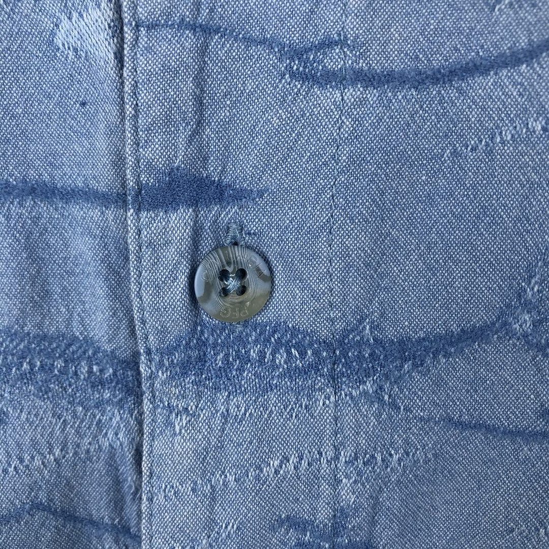 2000'S Columbia RIVER LODGE all-over fish print short-sleeved open-collar cotton shirt, boxy fit, men's size XL equivalent. cotton Blue type light blue Vintage Second Hand