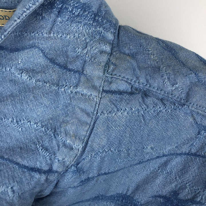2000'S Columbia RIVER LODGE all-over fish print short-sleeved open-collar cotton shirt, boxy fit, men's size XL equivalent. cotton Blue type light blue Vintage Second Hand