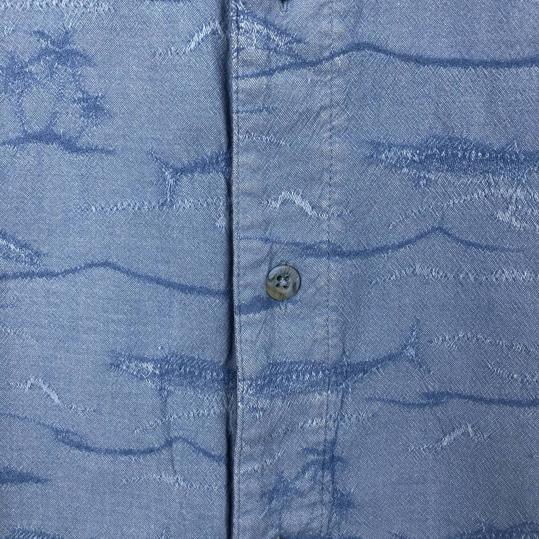 2000'S Columbia RIVER LODGE all-over fish print short-sleeved open-collar cotton shirt, boxy fit, men's size XL equivalent. cotton Blue type light blue Vintage Second Hand