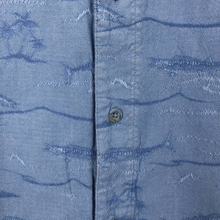 2000'S Columbia RIVER LODGE all-over fish print short-sleeved open-collar cotton shirt, boxy fit, men's size XL equivalent. cotton Blue type light blue Vintage Second Hand