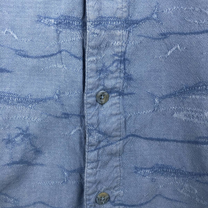 2000'S Columbia RIVER LODGE all-over fish print short-sleeved open-collar cotton shirt, boxy fit, men's size XL equivalent. cotton Blue type light blue Vintage Second Hand