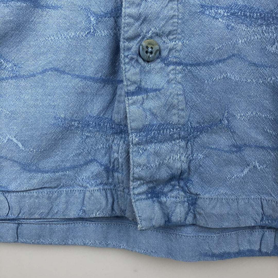 2000'S Columbia RIVER LODGE all-over fish print short-sleeved open-collar cotton shirt, boxy fit, men's size XL equivalent. cotton Blue type light blue Vintage Second Hand