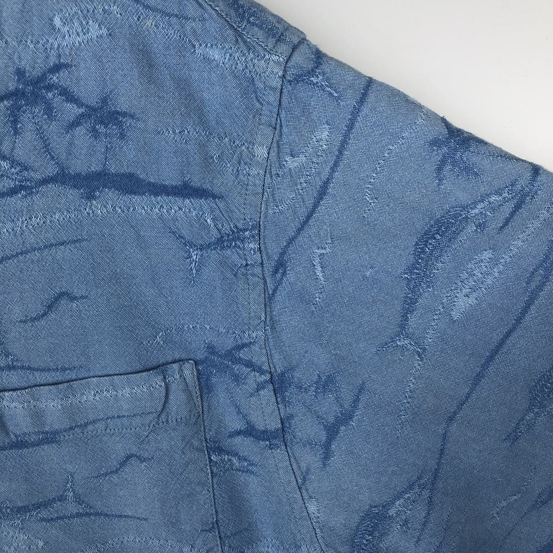 2000'S Columbia RIVER LODGE all-over fish print short-sleeved open-collar cotton shirt, boxy fit, men's size XL equivalent. cotton Blue type light blue Vintage Second Hand