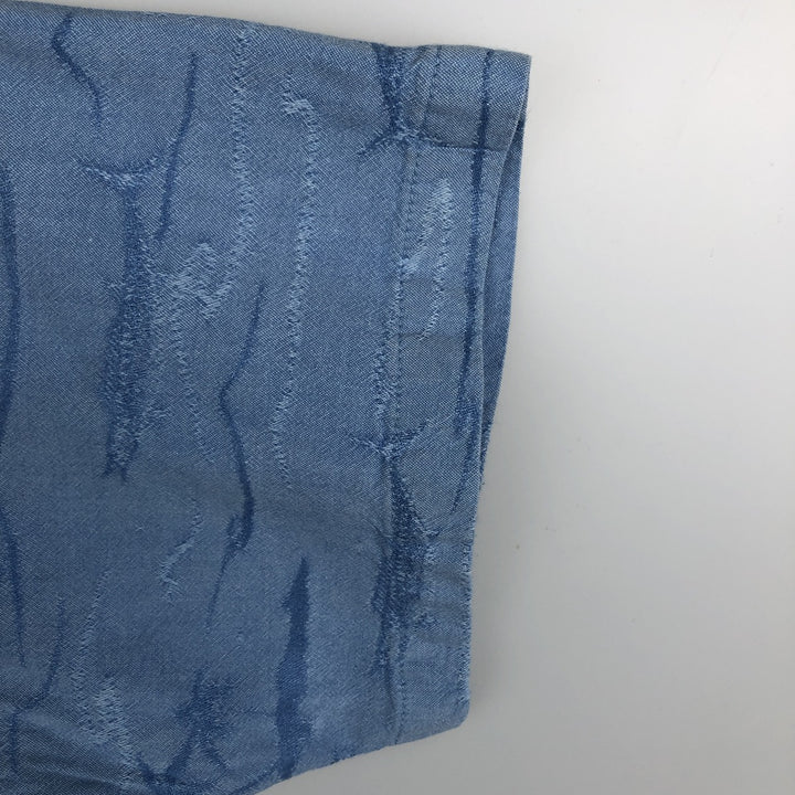 2000'S Columbia RIVER LODGE all-over fish print short-sleeved open-collar cotton shirt, boxy fit, men's size XL equivalent. cotton Blue type light blue Vintage Second Hand