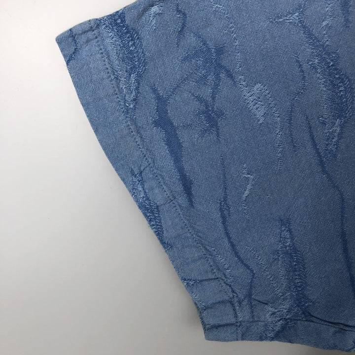 2000'S Columbia RIVER LODGE all-over fish print short-sleeved open-collar cotton shirt, boxy fit, men's size XL equivalent. cotton Blue type light blue Vintage Second Hand