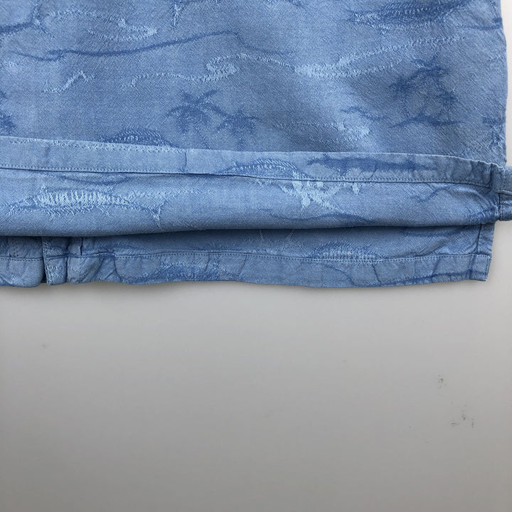 2000'S Columbia RIVER LODGE all-over fish print short-sleeved open-collar cotton shirt, boxy fit, men's size XL equivalent. cotton Blue type light blue Vintage Second Hand