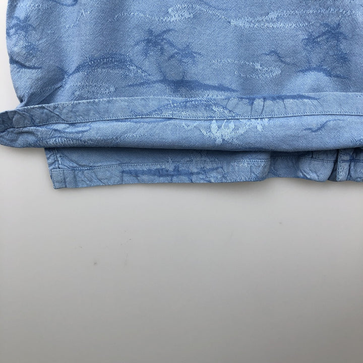 2000'S Columbia RIVER LODGE all-over fish print short-sleeved open-collar cotton shirt, boxy fit, men's size XL equivalent. cotton Blue type light blue Vintage Second Hand