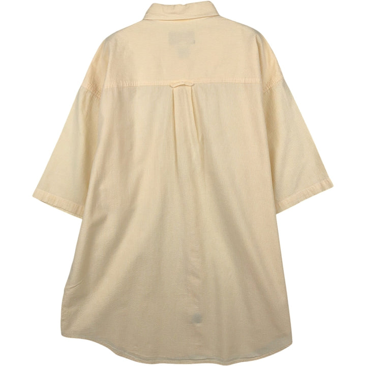 80s-90'S Eddie Bauer Black Tag Seersucker Short-Sleeve Button-Down Striped Shirt, Men's XL (approx.), Vintage cotton yellow type Vintage Second Hand