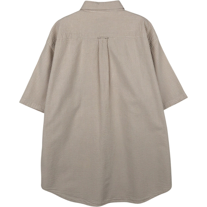 Eddie Bauer Seersucker Short Sleeve Button-Down Striped Shirt, Men's Size L cotton Beige type Vintage Second Hand