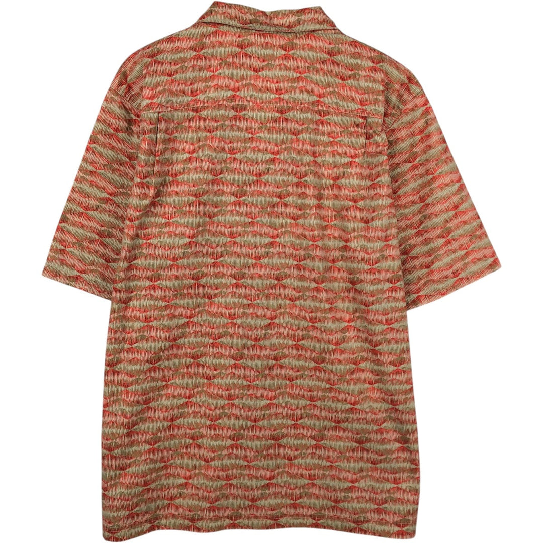 90s-00'S L.L.Bean Traditional Fit all-over print short-sleeved open-collar cotton shirt, boxy style. cotton red type Vintage Second Hand
