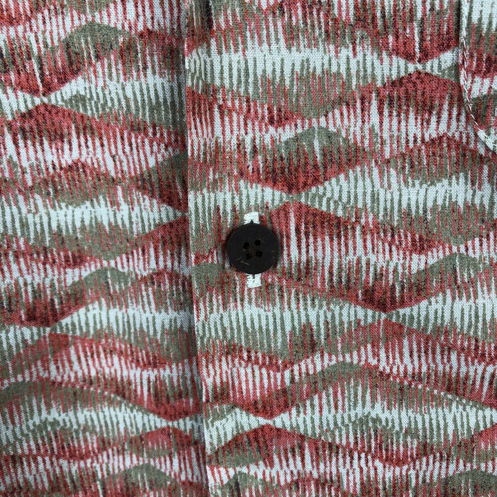 90s-00'S L.L.Bean Traditional Fit all-over print short-sleeved open-collar cotton shirt, boxy style. cotton red type Vintage Second Hand
