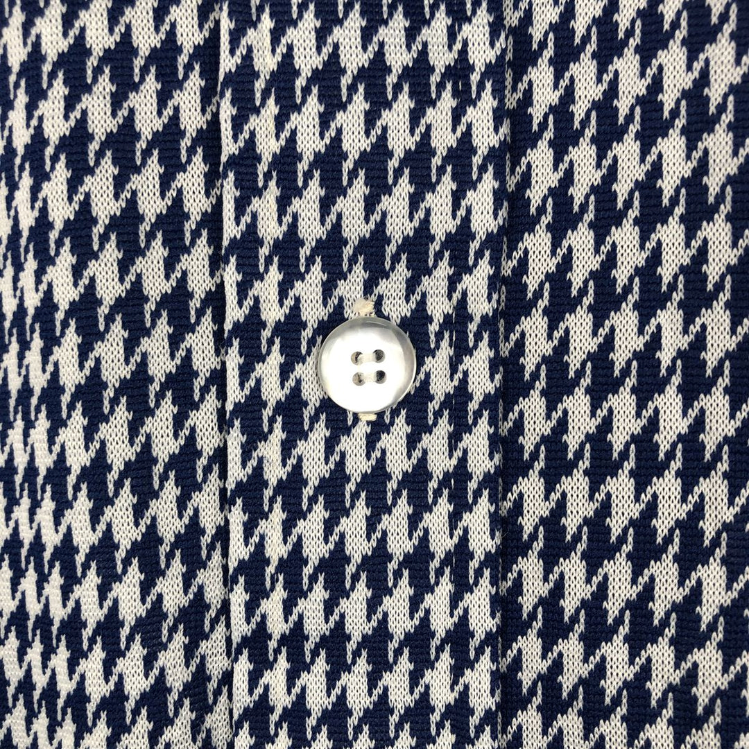 1970'S Town Craft Tapered Houndstooth Pattern Short-Sleeve Box Shirt, Men's Size L (approx.), Vintage unclear navy blue type Vintage Second Hand
