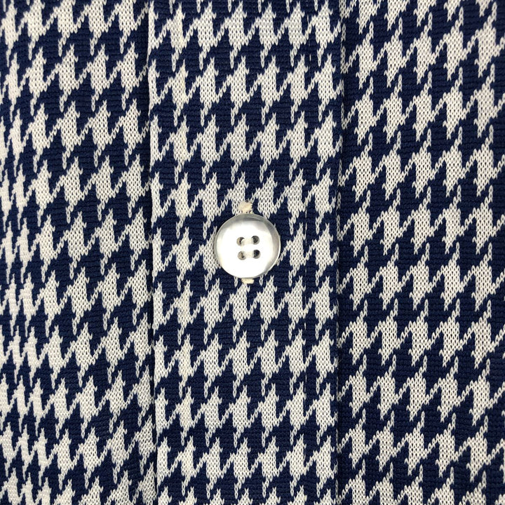 1970'S Town Craft Tapered Houndstooth Pattern Short-Sleeve Box Shirt, Men's Size L (approx.), Vintage unclear navy blue type Vintage Second Hand