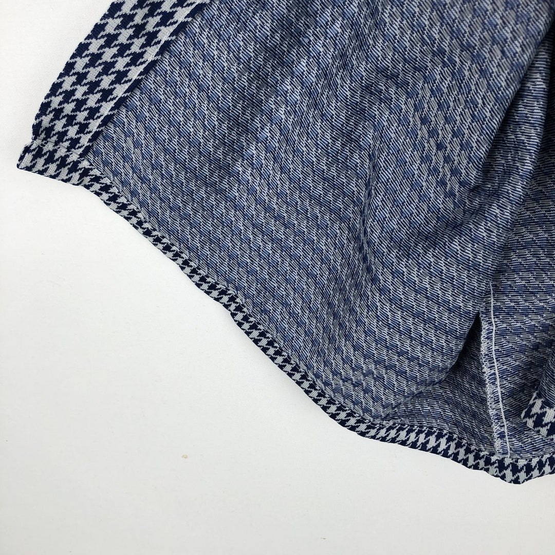 1970'S Town Craft Tapered Houndstooth Pattern Short-Sleeve Box Shirt, Men's Size L (approx.), Vintage unclear navy blue type Vintage Second Hand