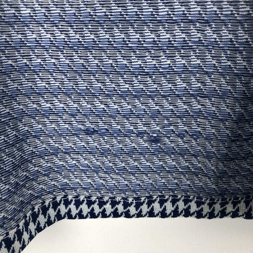 1970'S Town Craft Tapered Houndstooth Pattern Short-Sleeve Box Shirt, Men's Size L (approx.), Vintage unclear navy blue type Vintage Second Hand