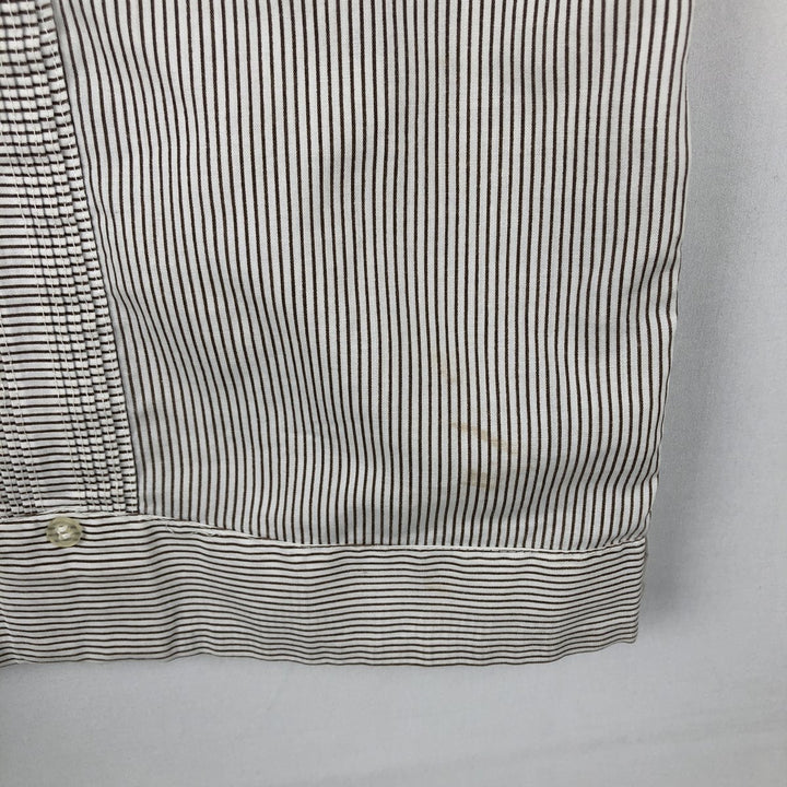 90'S ROMANI Embroidered Stripe Pattern Short-Sleeve Open Collar Mexican Shirt Cuban Shirt Box Shirt Men's Size M polyester white type Vintage Second Hand
