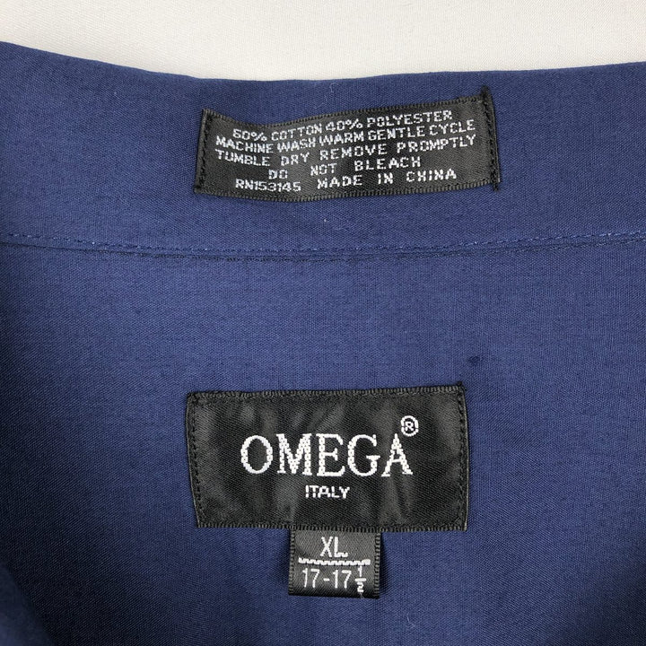 OMEGA Short-Sleeve Open-Collar Mexican Shirt, Cuban Shirt, Boxy Shirt, Men's Size XL cotton blue type Vintage Second Hand