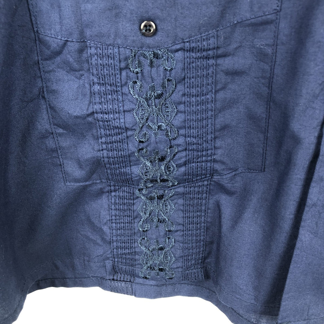 OMEGA Short-Sleeve Open-Collar Mexican Shirt, Cuban Shirt, Boxy Shirt, Men's Size XL cotton blue type Vintage Second Hand