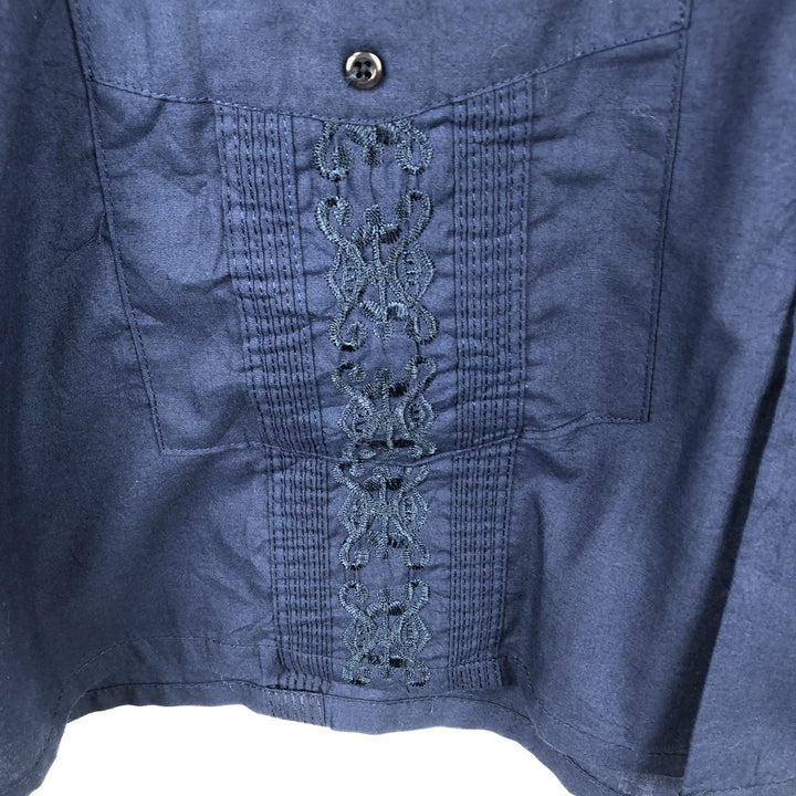 OMEGA Short-Sleeve Open-Collar Mexican Shirt, Cuban Shirt, Boxy Shirt, Men's Size XL cotton blue type Vintage Second Hand