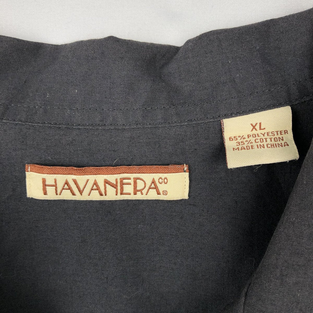 HAVANERA Short-Sleeve Open-Collar Mexican Shirt, Cuban Shirt, Boxy Shirt, Men's Size XL (approx.) polyester black type Vintage Second Hand