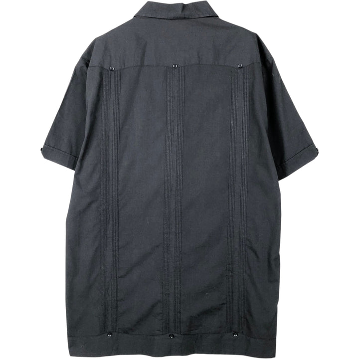 The Havanera Shirt Co. Short-sleeved open-collar Mexican shirt, Cuban shirt, boxy shirt, men's size M. polyester black type Vintage Second Hand