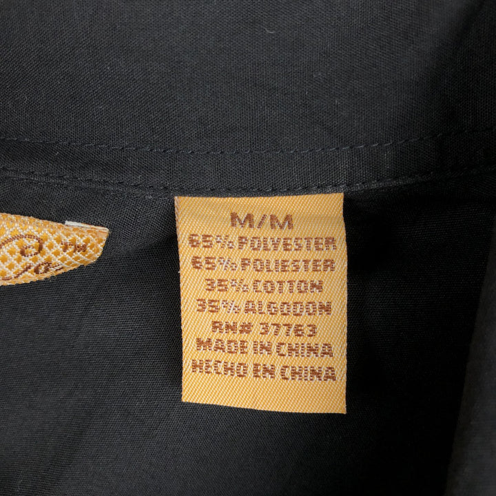 The Havanera Shirt Co. Short-sleeved open-collar Mexican shirt, Cuban shirt, boxy shirt, men's size M. polyester black type Vintage Second Hand