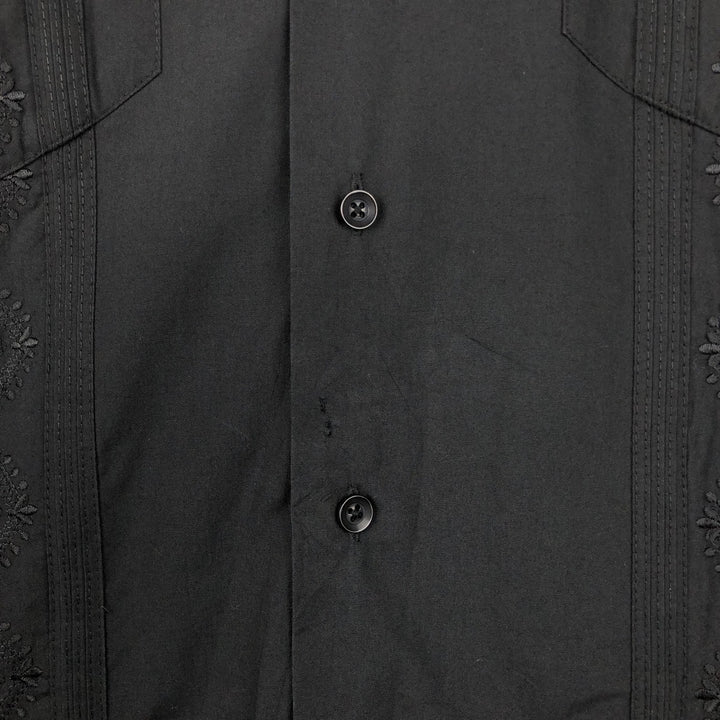 The Havanera Shirt Co. Short-sleeved open-collar Mexican shirt, Cuban shirt, boxy shirt, men's size M. polyester black type Vintage Second Hand