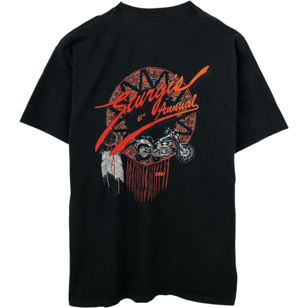 2000'S Fruit of the Loom Eagle Pattern Motorcycle T-Shirt, Men's Size XL (approx.) cotton black type Vintage Second Hand